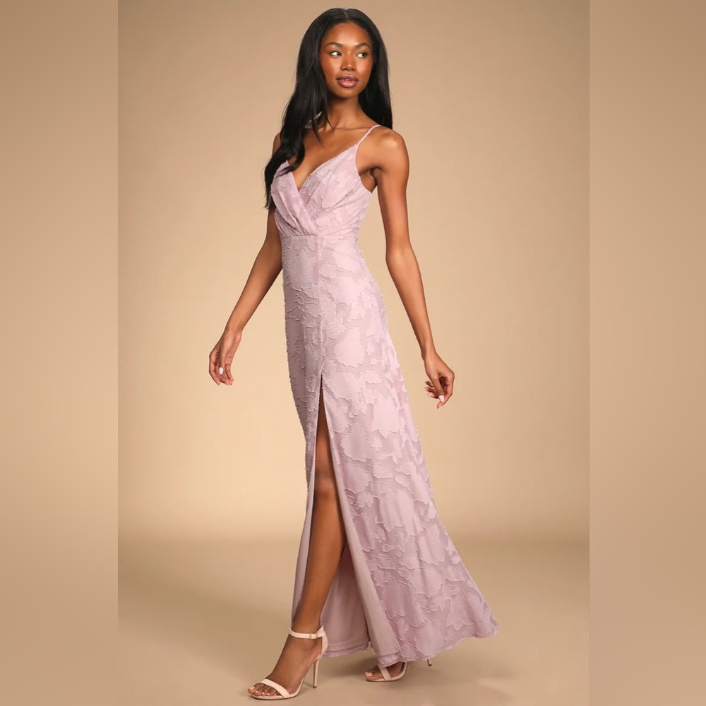 Lulu’s Romance Pastel Pink Floral Burnout Maxi Dress